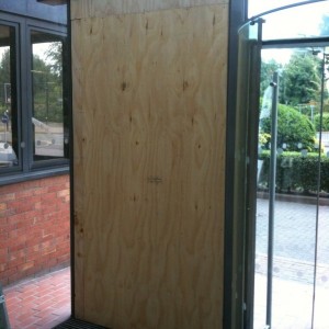 Glass door panel boarded SW19