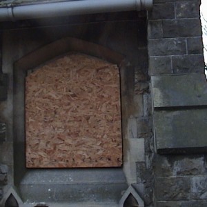 Church window boarded